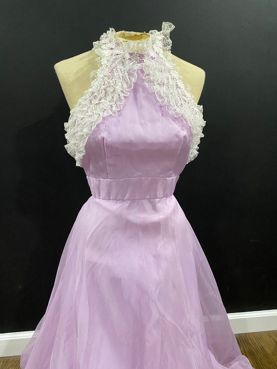 Sleeveless Halter Floor-length Lace Dress Vintage Mauve main image 1