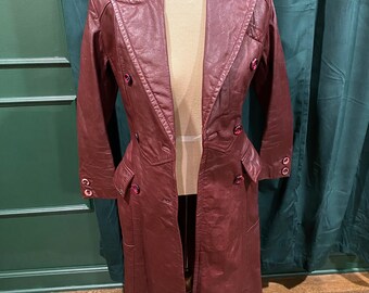 1970’s Red Leather Trench Coat