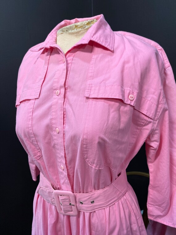 1980’s Pink Belted Dress - image 3