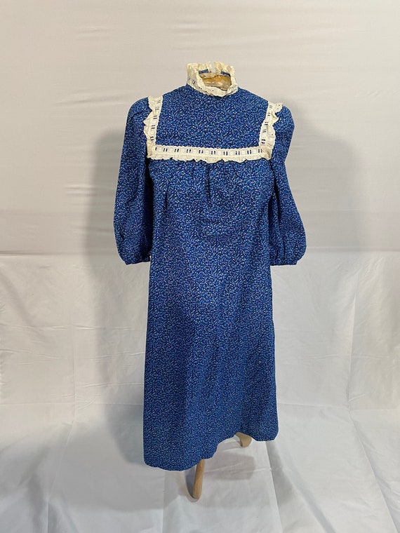 1970’s Blue Cotton Prairie Dress