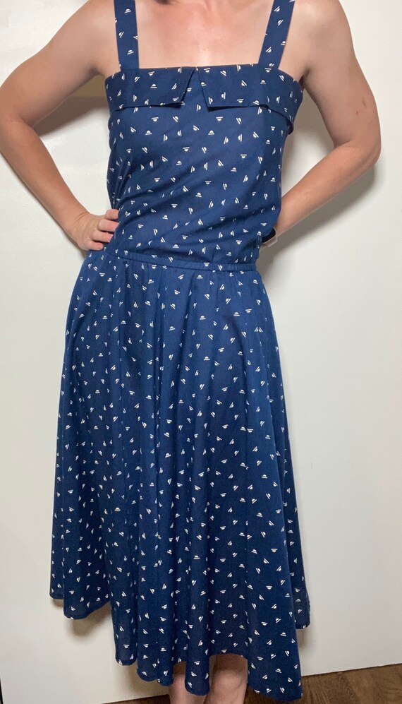 1980’s Navy Cotton Dress - image 1