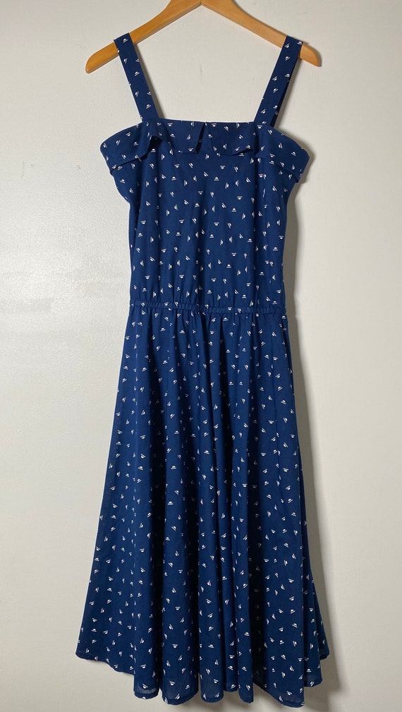 1980’s Navy Cotton Dress - image 2