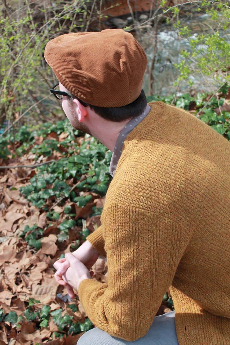 1970\u2019s Brown Corduroy Newsboy Cap
