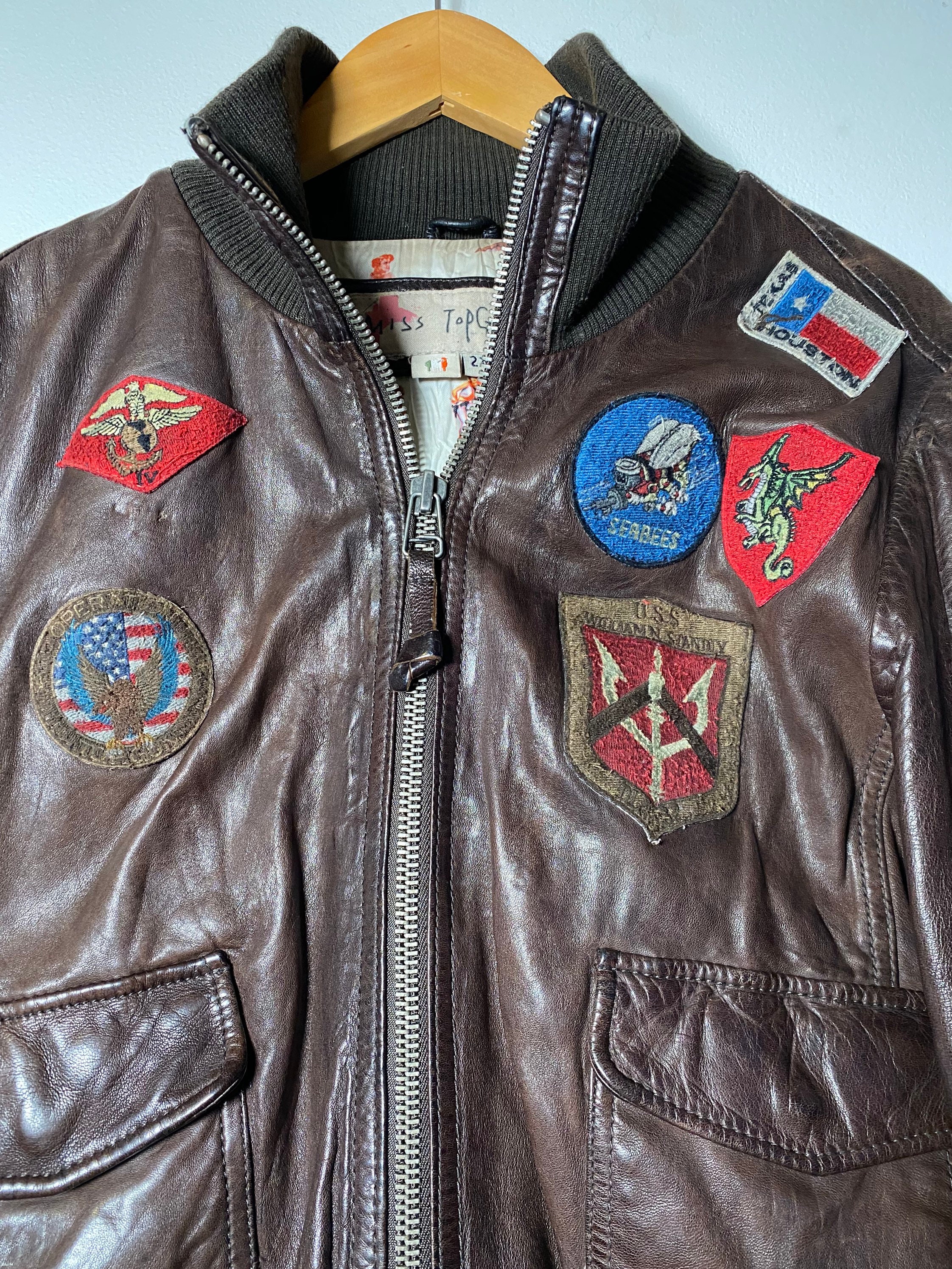 1990's Miss Top Gun Leather Bomber Jacket - Etsy