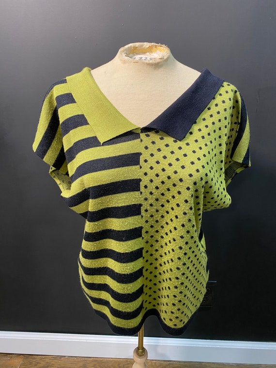 1990’s Stripe & Polka Dot Collared Sweater