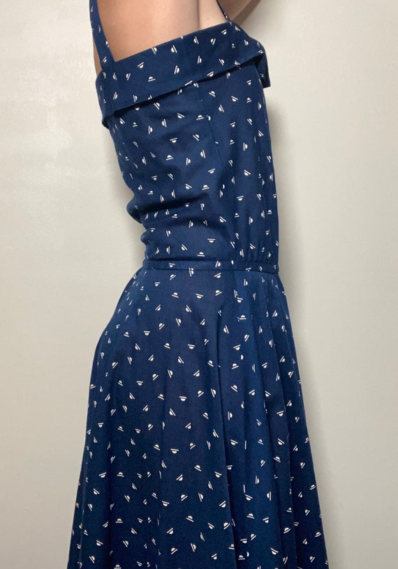 1980’s Navy Cotton Dress - image 9