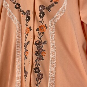 1970s Peach Floral & Lace Blouse image 4