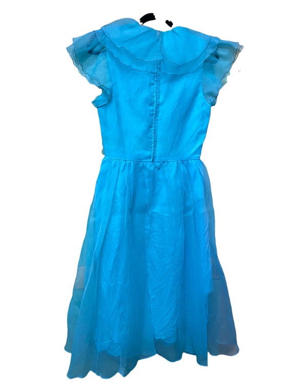 1960’s Blue Ruffle Party Dress - image 4