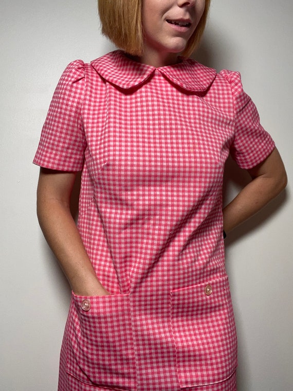 1960’s Pink & White Gingham Dress - image 5