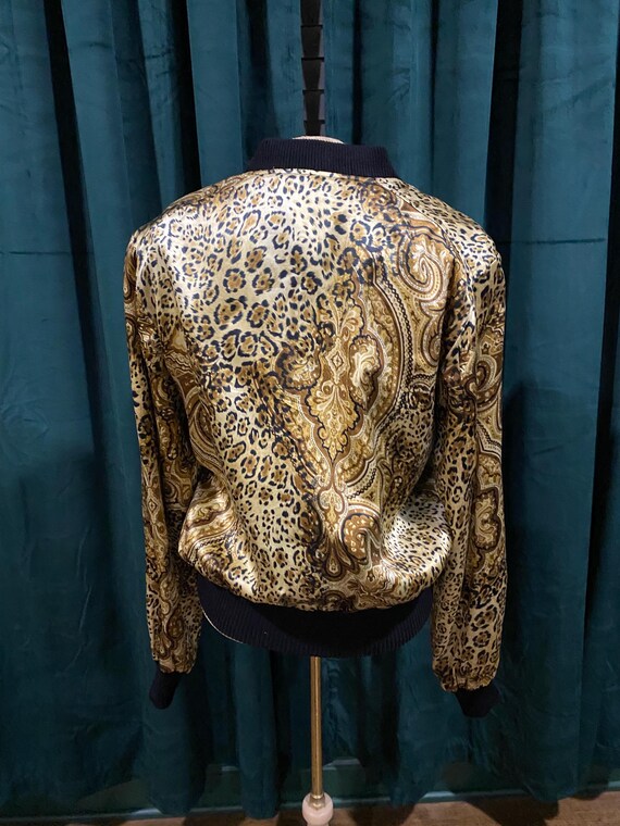 1990’s Silky Leopard Bomber Jacket - image 5