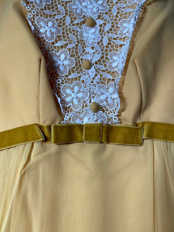 1960’s Mustard Yellow & Lace Maxi Dress - image 6