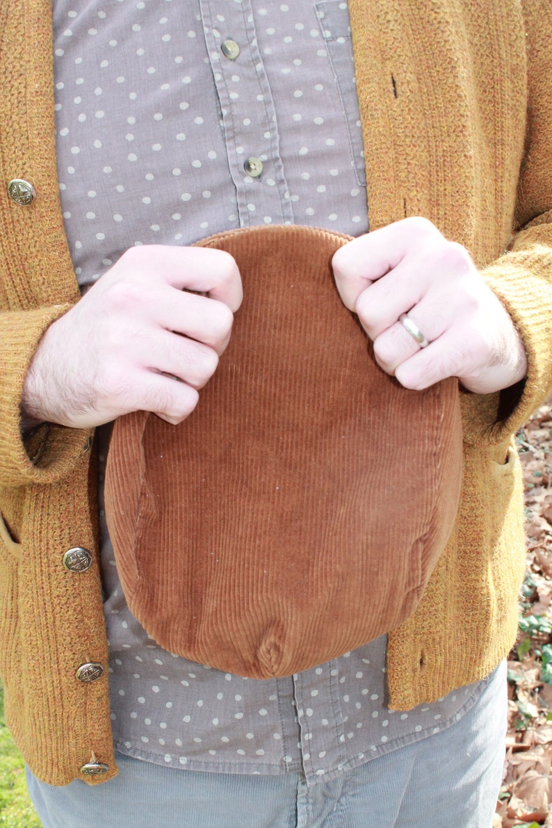 1970\u2019s Brown Corduroy Newsboy Cap