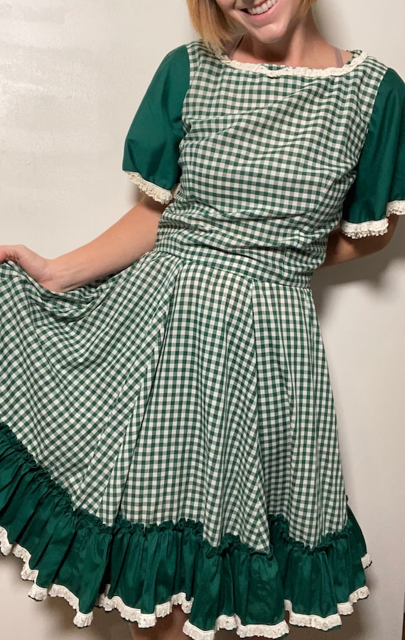 1960’s Green Gingham Squaredancing Dress