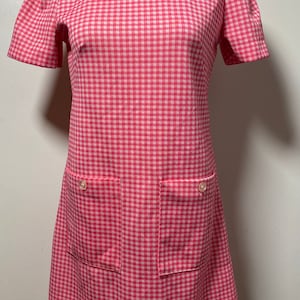 1960er Jahre Pink & Weiß Gingham Kleid