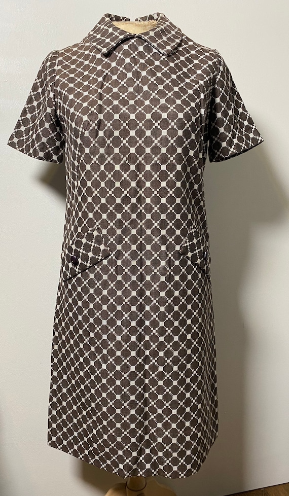1960’s Brown & White Checkered Mod Dress