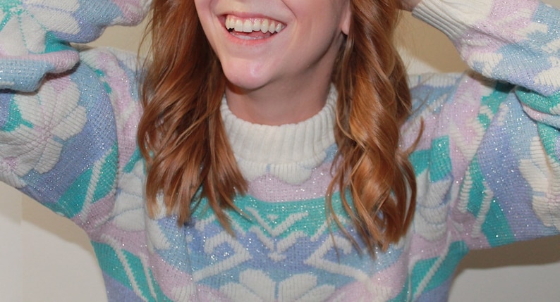 1980/'s Pastel SnowflakeFlower Sweater