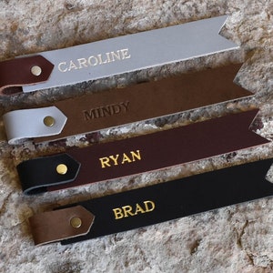Personalized Leather Bookmark. Custom Genuine Leather Two Tone Bookmark, add your name,  initials or a saying! Monogrammed Bookmark.