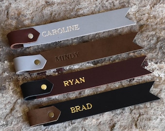 Personalized Leather Bookmark. Custom Genuine Leather Two Tone Bookmark, add your name,  initials or a saying! Monogrammed Bookmark.