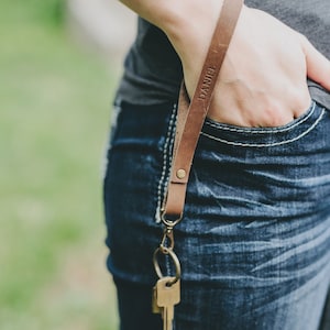 Personalized Leather Wristlet. Long Keychain. Monogrammed Wristlet. Monogrammed Wrist Strap. Loop Keychain. Put Your Wrist Through!