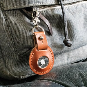 Personalized Leather AirTag Keychain. Monogrammed AirTag Cover. AirTag Leather Holder. Custom Leather AirTag Gift. Made in USA.