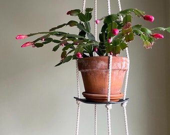 Two-Tier Leather Plant Hanger. Double Planter Holder. Hanging Indoor Plant Holder. Bridesmaid Gift. Housewarming Gift. Pot Not Included.