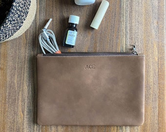 large leather zipper pouch