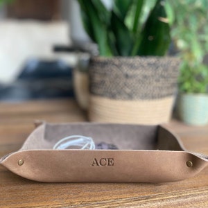 Personalized Leather Valet Tray