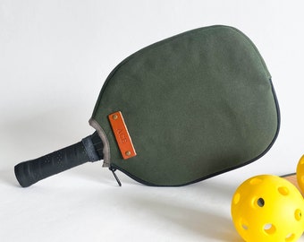 Personalisierte Leinwand Pickleball Paddle Cover | Monogrammed Canvas Pickle Ball Paddle Cover | Paddel-Etui aus Baumwolle | Hergestellt in den USA
