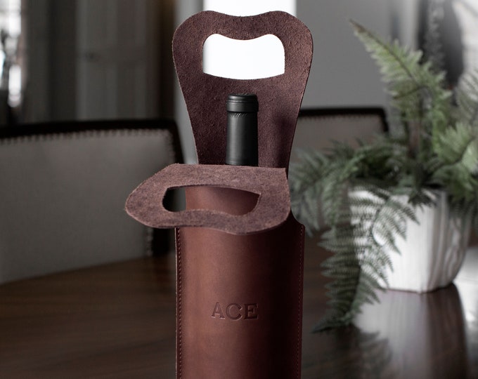 Wine Carrier. Personalized Wine Tote. Wine Holder. Monogrammed Wine Sleeve. Engraved Wine Tote. Made in USA. Personalized Wedding Gift.