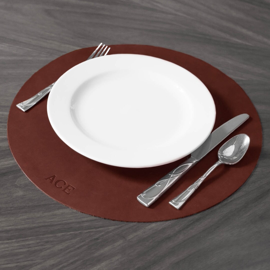 Personalized Round Leather Placemat. Full Grain Premium Etsy