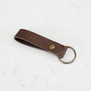 Personalized Leather Keychain Rivet Closure With Keyring Monogrammed ...