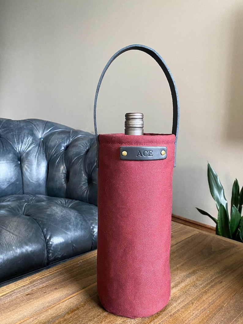 Personalized Canvas Wine Carrier Monogrammed Wine Tote Bag Etsy