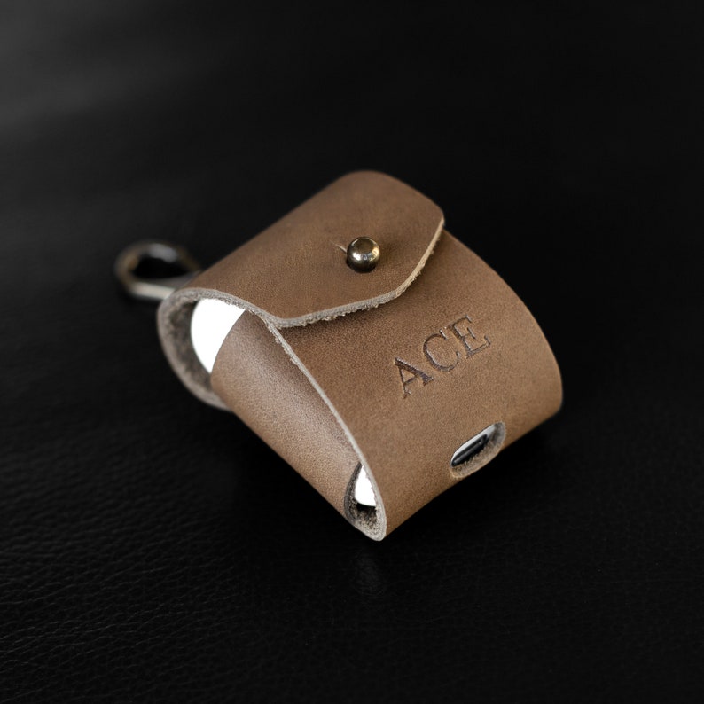 Personalized Leather AirPod Case. Monogrammed AirPod Case. Airpods 1 & 2 Leather Charging Case Holder. Custom Leather Case Airpods Gift. Choc. w/ No Foil