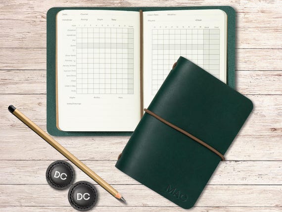 Northwind Personalized Golf Log Book Leather Refillable Golf Journal Handmade USA Custom Golf Gift for Golfers Dad Husband Coach Gift Men US