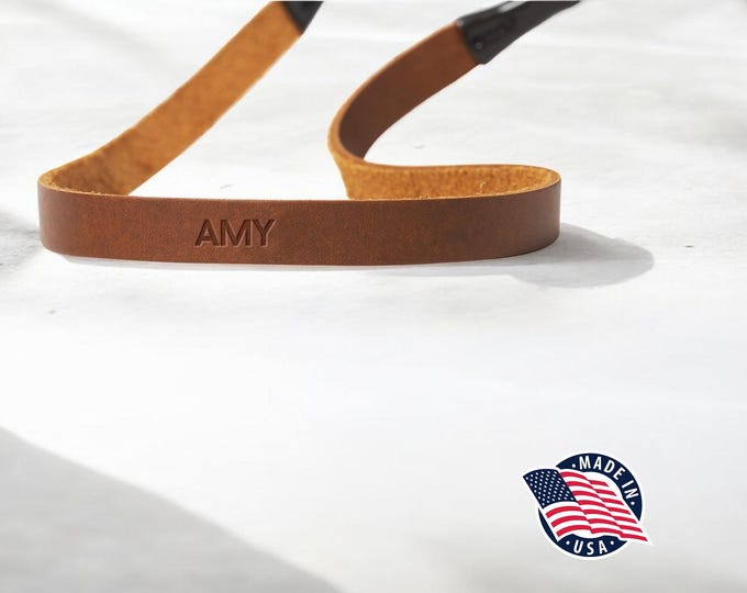 Personalized Leather Sunglass Strap, Full Grain Eyeglass Strap & Glasses Chain, Handmade in USA