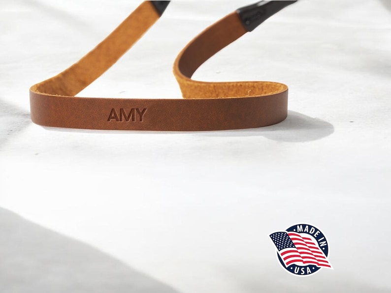 Northwind Personalized Sunglass Strap Custom Eyeglass Strap Engraved Full Grain Leather Eyewear Retainer Handmade USA Stylish Glasses Holder image 1