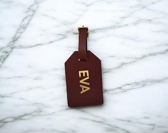 Northwind Etiqueta de Equipaje Simple de Cuero Personalizada Grabada con Monograma Hecha a Mano en USA