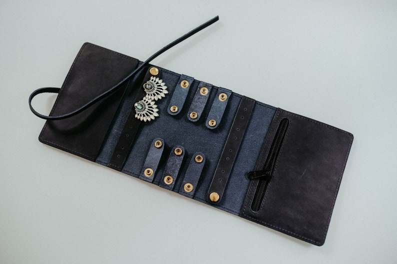 Leather Jewelry Organizer. Jewelry Roll. Jewelry Holder. Etsy