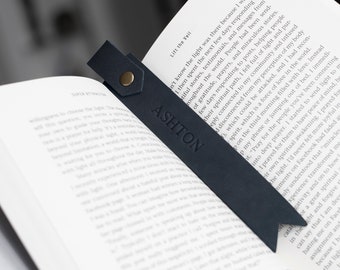 Monochrome Bookmark. Personalized Leather Bookmark. Monogrammed Bookmark. Leather Bookmark. Monochrome Leather Bookmark. Custom Bookmark.