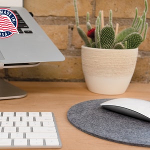 Round Felt Mousepad: Upcycled Sustainable Desk Accessory