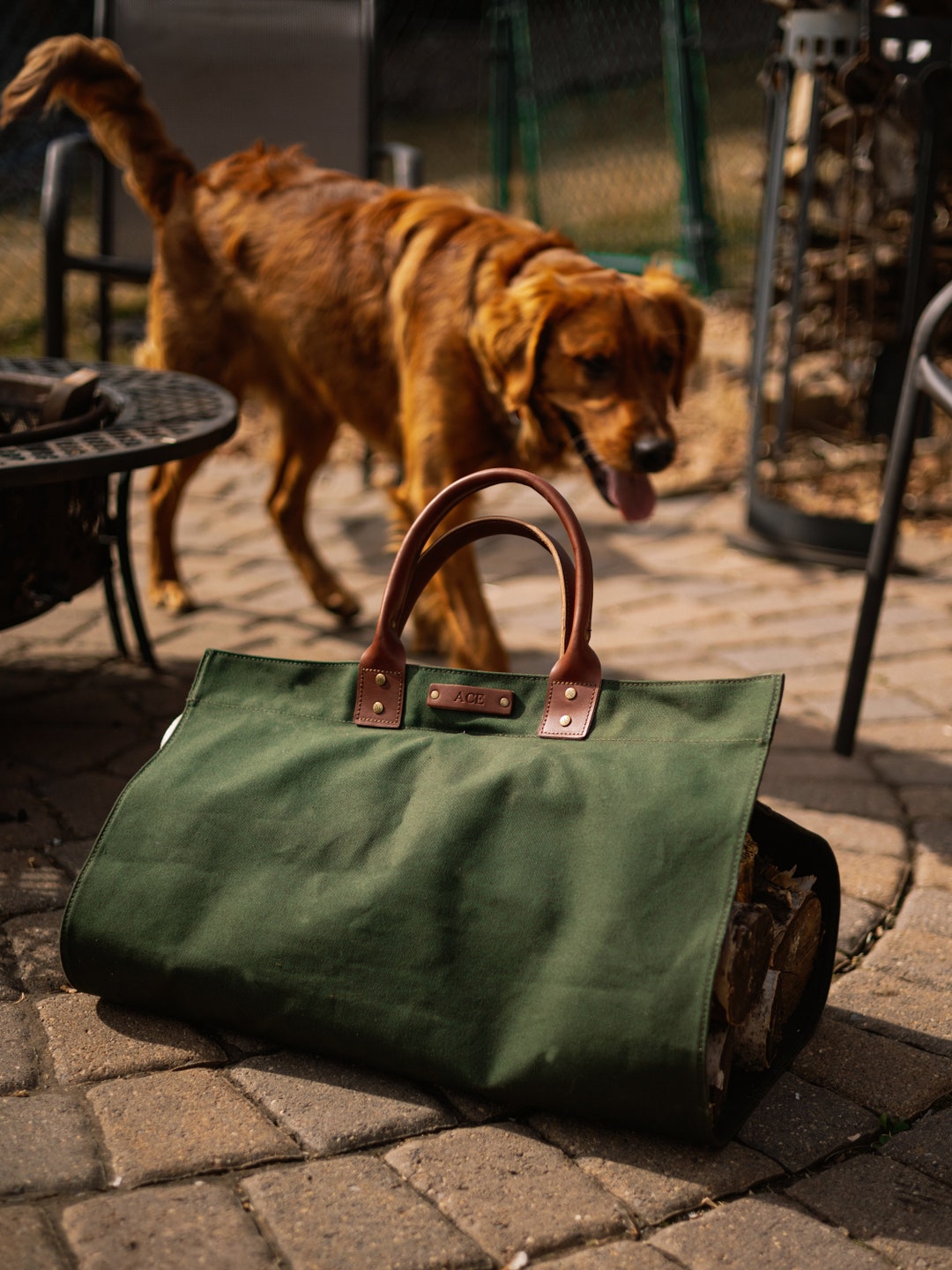 Porte-bûches en toile Décor de cheminée Sac fourre-tout en bois de