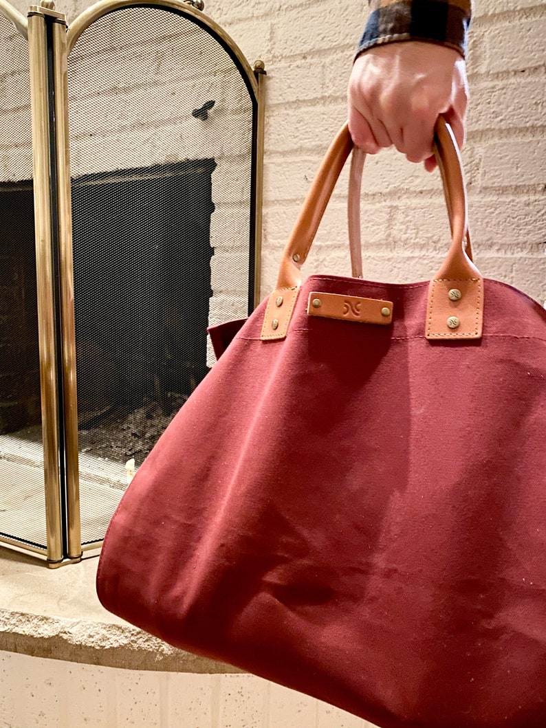 Personalized Canvas Log Carrier Monogrammed Canvas Firewood Etsy