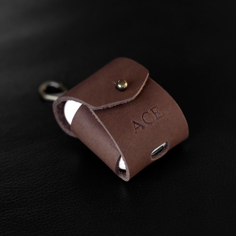 Personalized Leather AirPod Case. Monogrammed AirPod Case. Airpods 1 & 2 Leather Charging Case Holder. Custom Leather Case Airpods Gift. Red Maple w/ No Foil