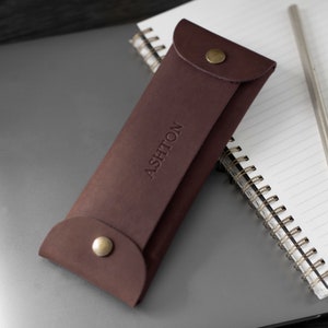 Custom Leather Pencil Case. Personalized Pencil Organizer. Monogrammed Pencil Case. Personalized Leather Case. Custom Leather Case. USA MADE Red Maple - Standard