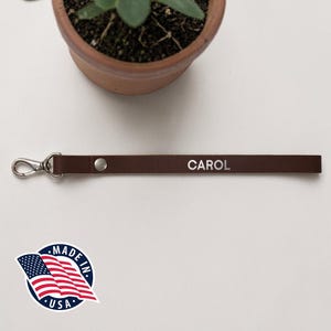 Northwind Personalized Full Grain Leather Wristlet Keychain, Custom Initial Strap, Handmade in USA, Leather Bag Accessory