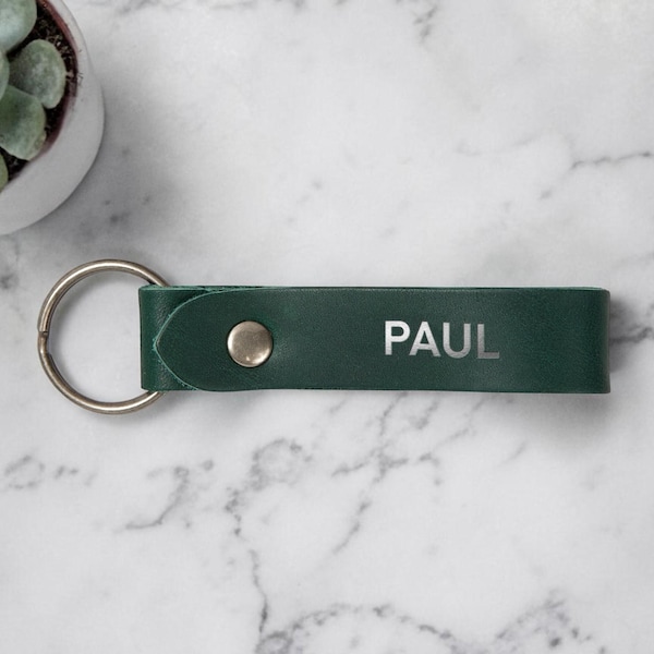 Northwind Llavero de Cuero Personalizado, Inicial con Monograma, Hecho en USA, Regalo de Cuero para Hombre