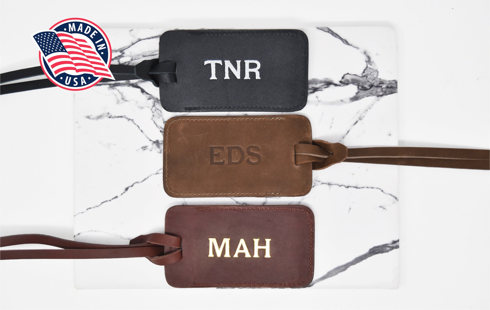 Personalized leather luggage tags etsy Clearance
