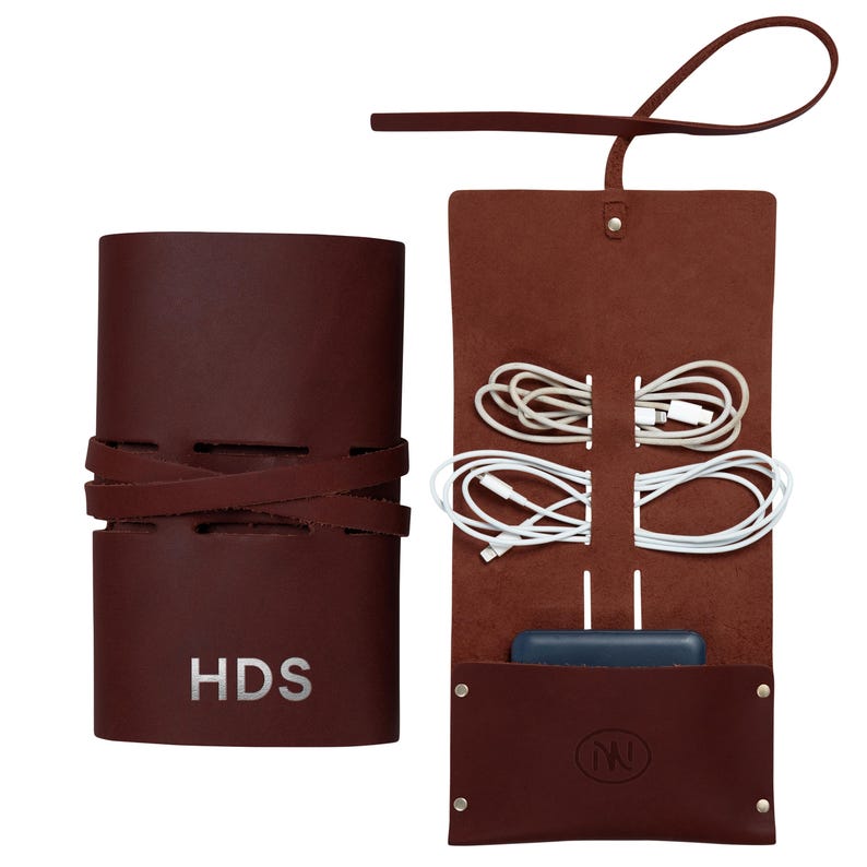 Northwind Personalized Leather Tech Accessory Roll - Thumbnail 4