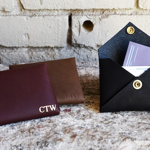 Custom Leather Card Wallet. Monogram Card Holder. ID Card Wallet. Personalized Leather Card Wallet. Makes a great gift!