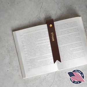 Northwind Personalized Leather Bookmark, Custom Engraved Full Grain Leather Bookmark, Handmade in USA, Gift for Book Lovers